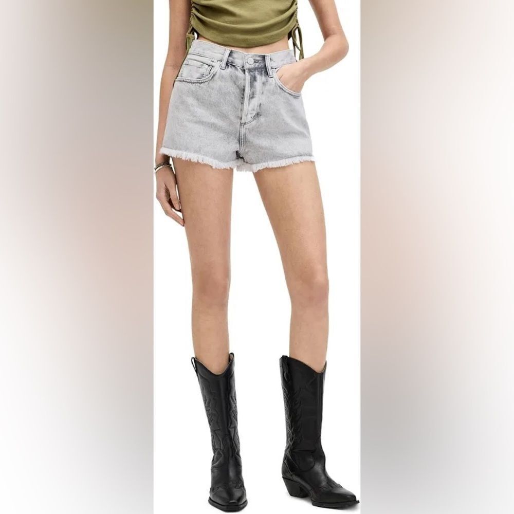 NWT ALLSAINTS Heidi Cotton Denim Shorts Snow Grey Sz. 30